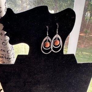Silver Earrings with Sunstone Crystals. Handmade with Love ☮️❤️🔆